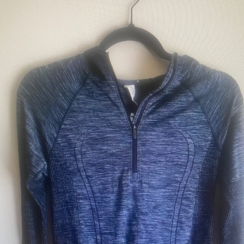 Lululemon Blue Heathered Swiftly Tech Seamless Hooded Quarter Zip Jacket 8